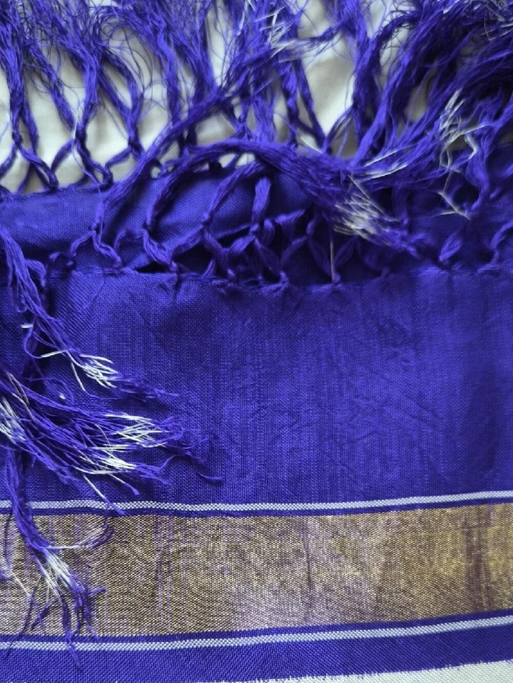 Double Ikat Patan Patola Museum Level Textile Blue Handwoven Scarf